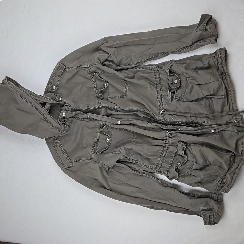 Buffalo David Bitton Anorak Jacket - Green Hooded Military Style Coat Size S P